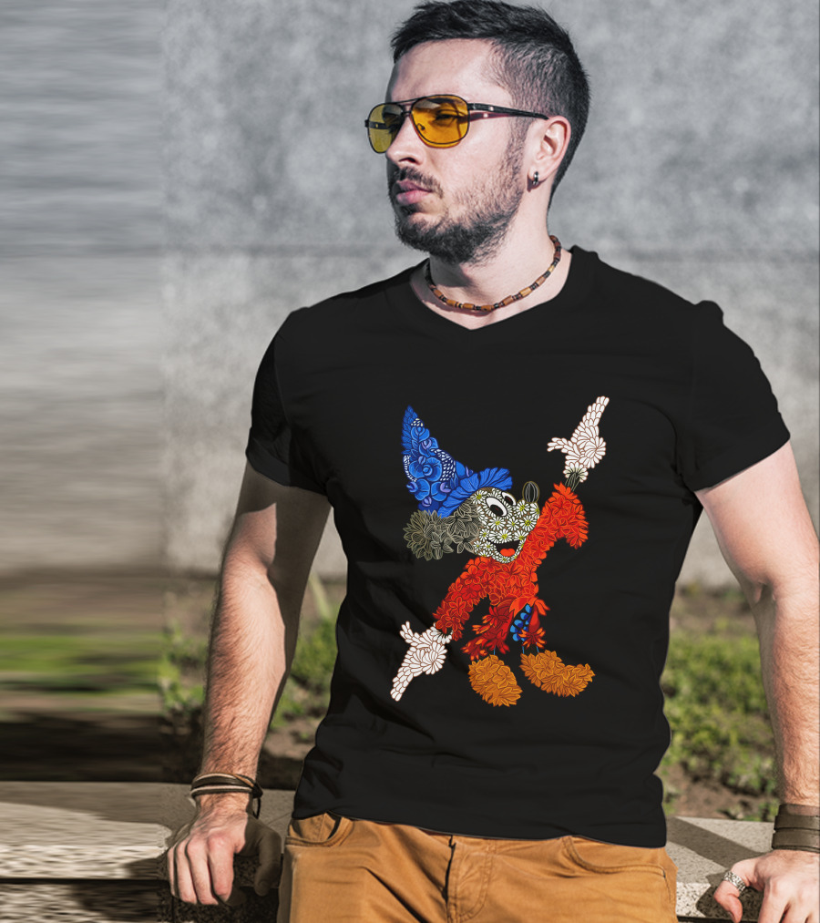 Sorcerer Mickey Floral Pattern Disney T-Shirt