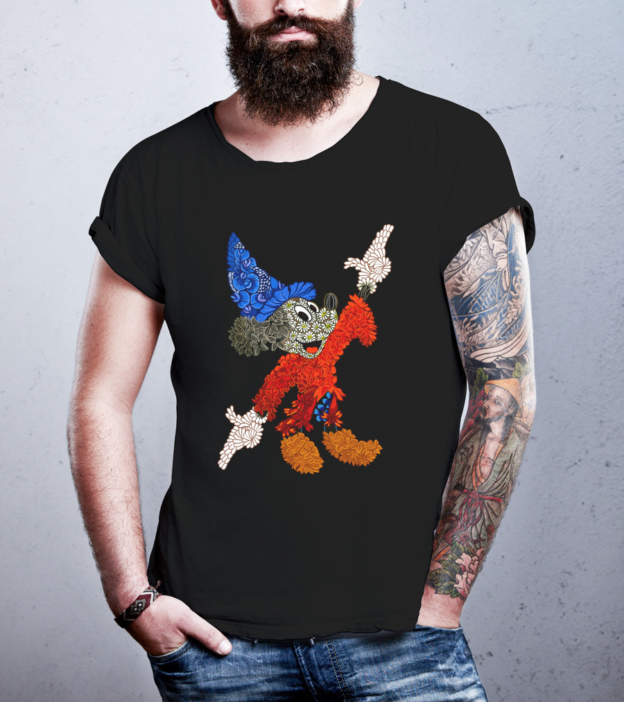 Sorcerer Mickey Floral Pattern Disney T-Shirt