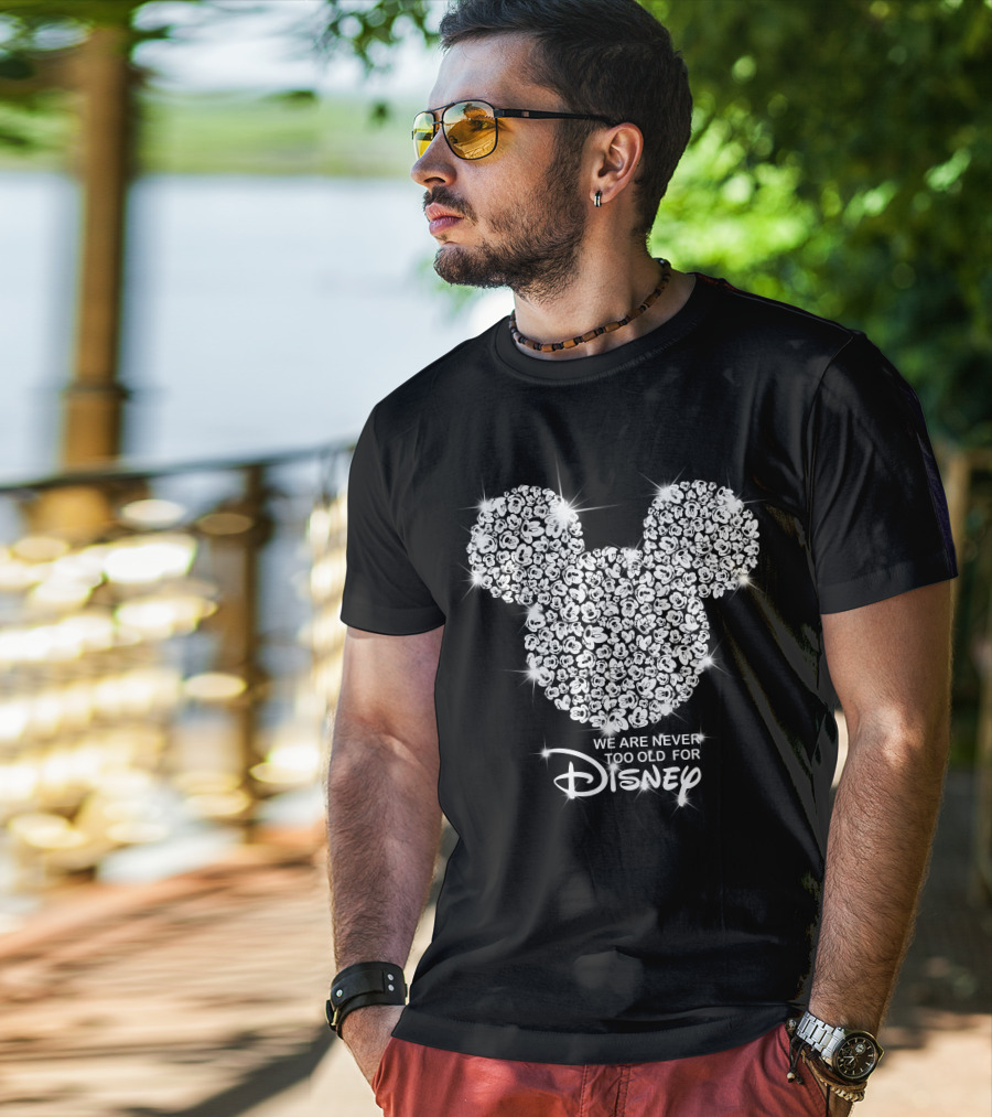 We Are Never Too Old For Disney Mickey Head Floral T-Shirt