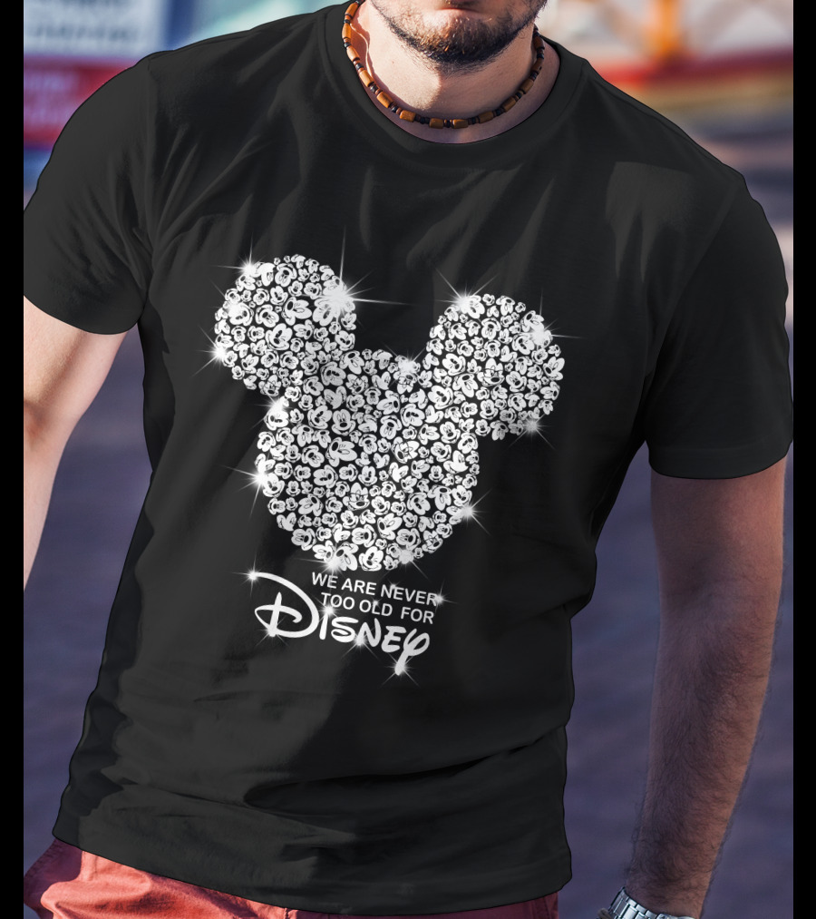 We Are Never Too Old For Disney Mickey Head Floral T-Shirt