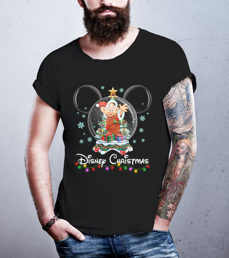 Disney Christmas Dopey Snow Globe Celebration T-Shirt