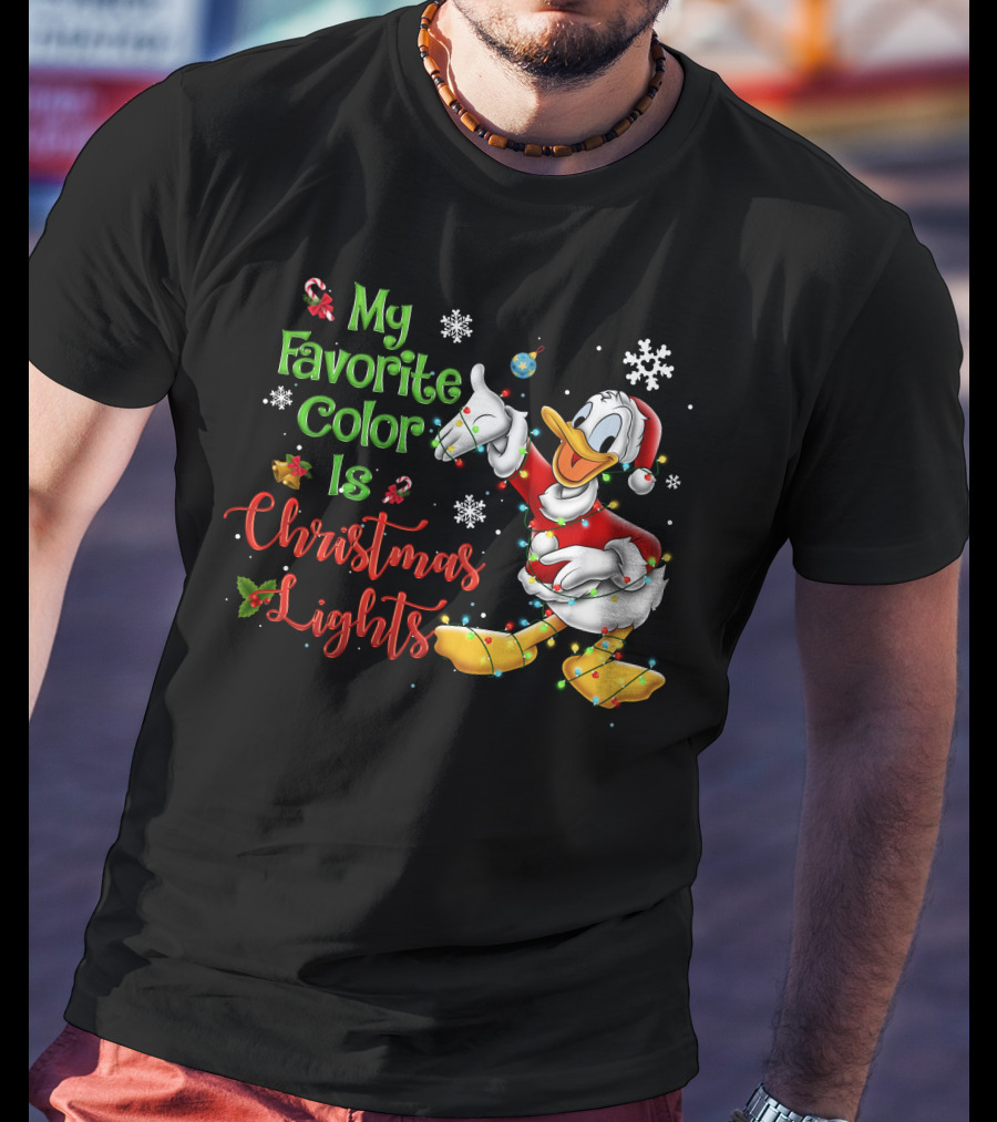 My Favorite Color Is Christmas Lights Donald Duck Snowflakes T-Shirt
