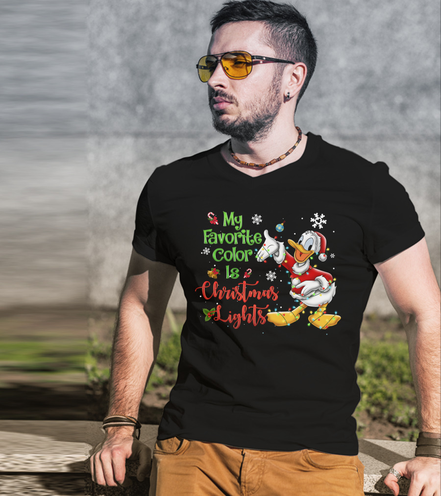 My Favorite Color Is Christmas Lights Donald Duck Snowflakes T-Shirt