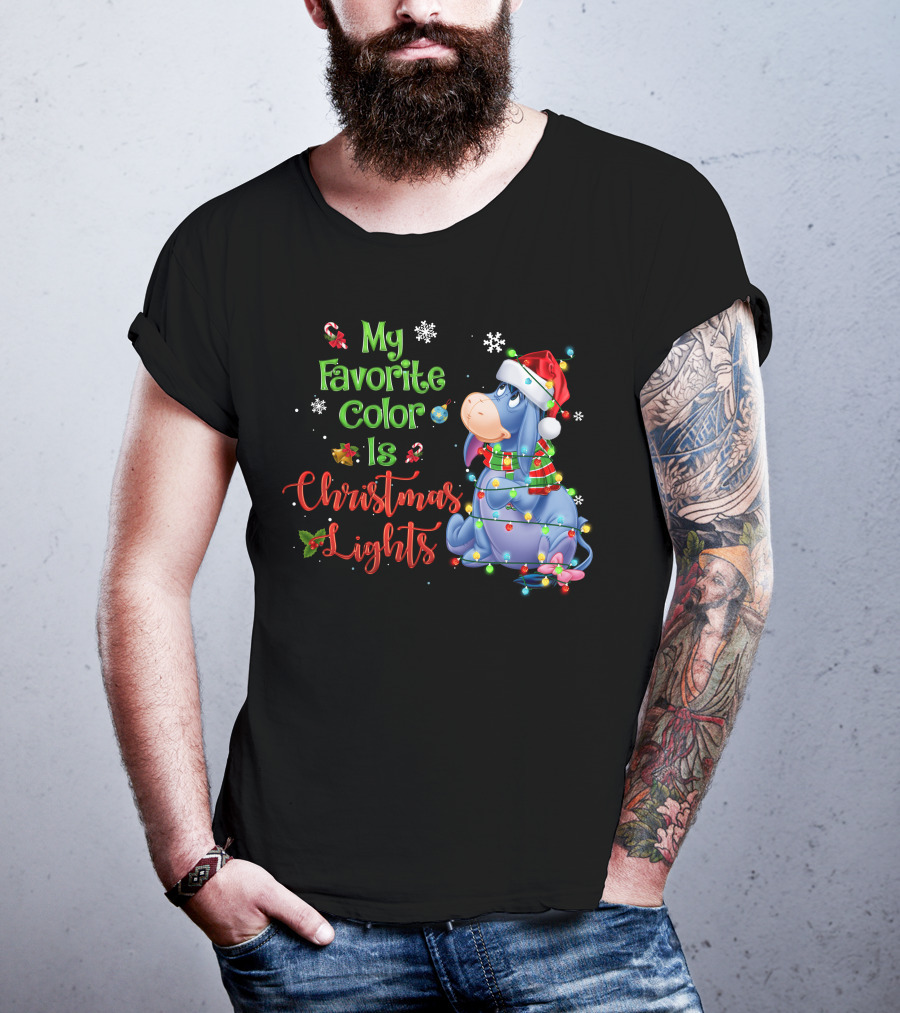 My Favorite Color Is Christmas Lights Eeyore Holiday Theme T-Shirt