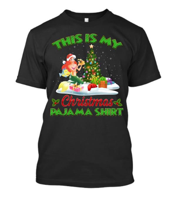 This Is My Christmas Pajama Shirt Ariel And Flounder Holiday Scene T-Shirt