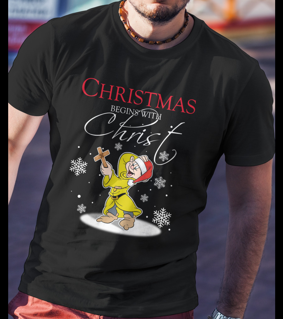 Christmas Begins With Christ Dopey Snowflakes T-Shirt