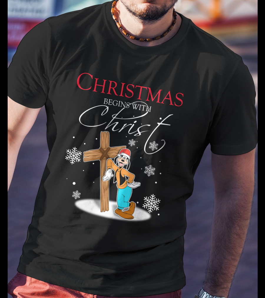 Christmas Begins With Christ Goofy Snowflakes T-Shirt