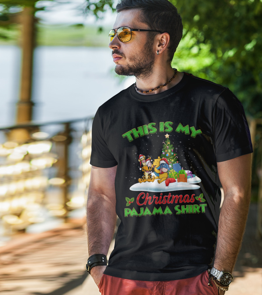 This Is My Christmas Pajama Shirt Winnie The Pooh Tigger Eeyore Christmas Tree T-Shirt
