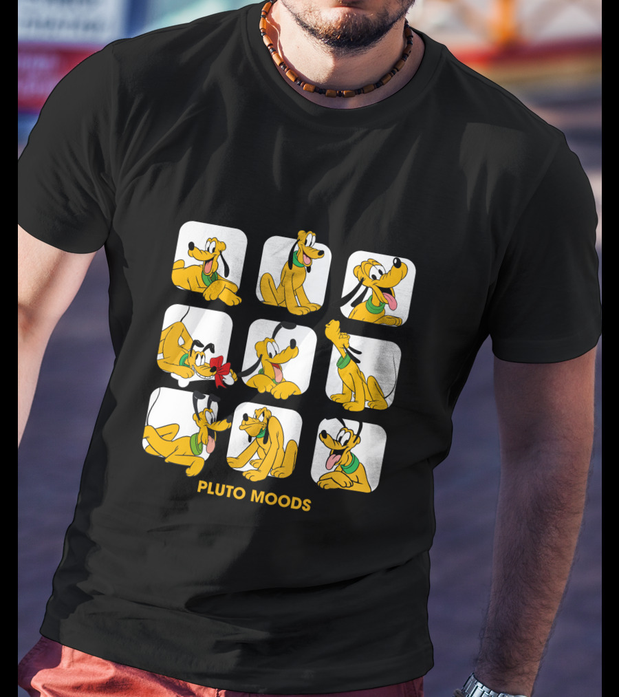 Pluto Moods Cartoon Character Expressions Collection T-Shirt