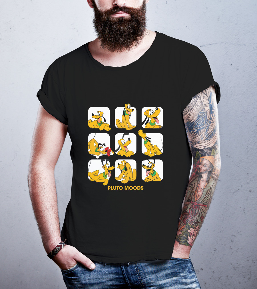 Pluto Moods Cartoon Character Expressions Collection T-Shirt