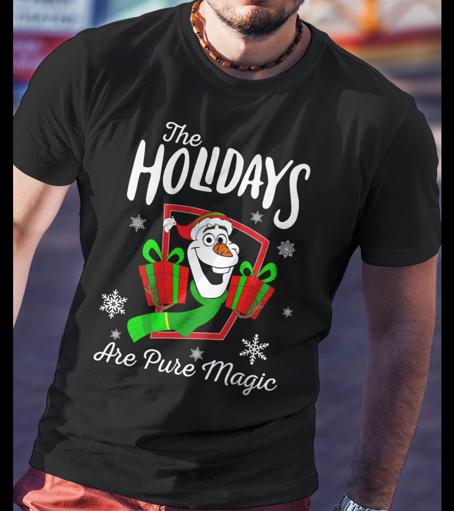 The Holidays Are Pure Magic Olaf Snowman With Gifts T-Shirt