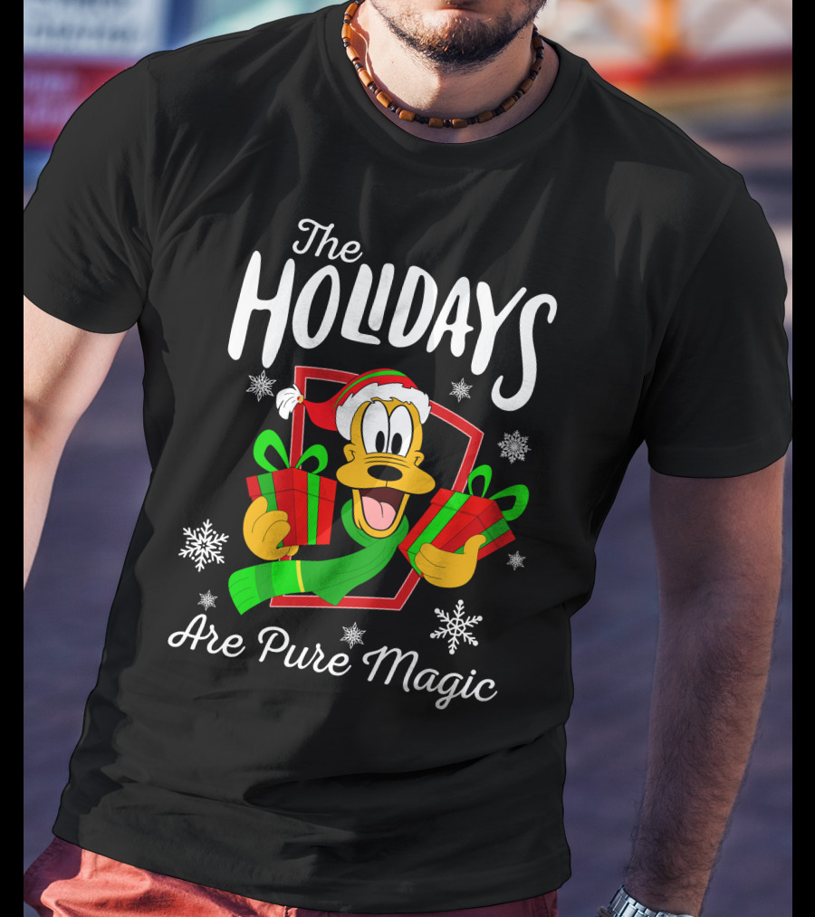 Pluto The Holidays Are Pure Magic Christmas Disney T-Shirt