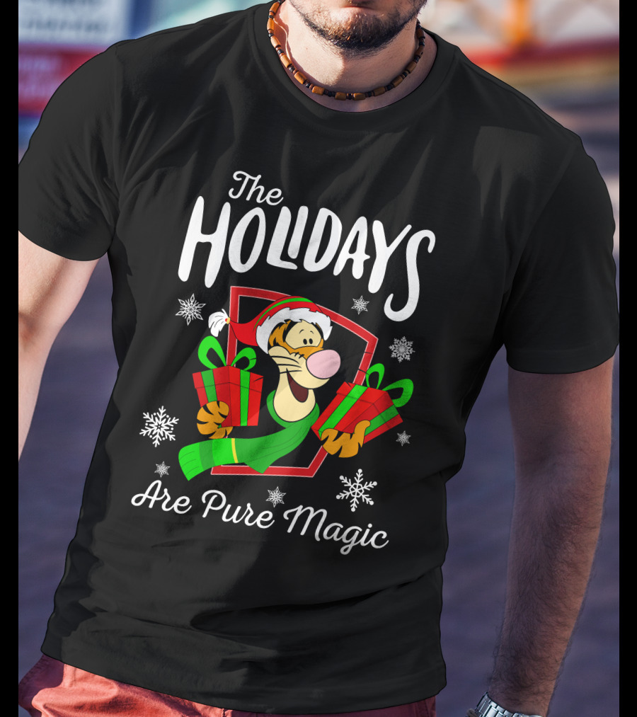 The Holidays Are Pure Magic Tigger Christmas Snowflakes T-Shirt