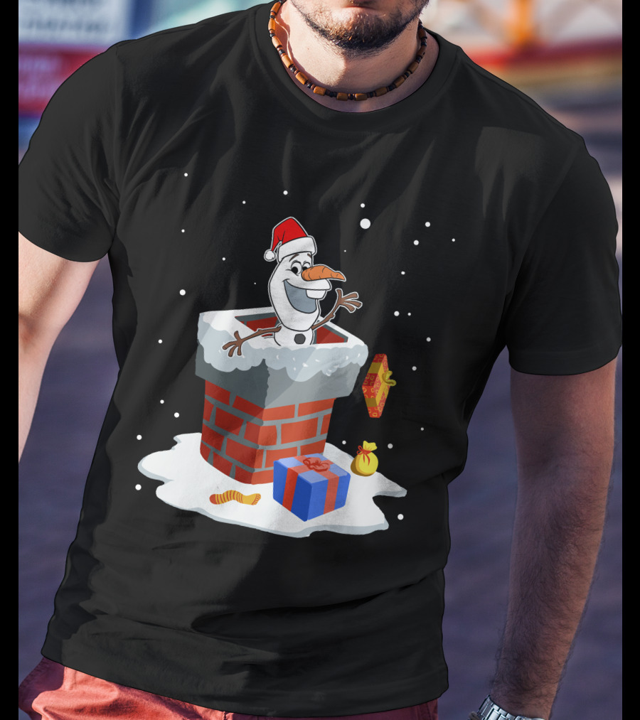 Olaf Santa Chimney Surprise Christmas Snowman T-Shirt