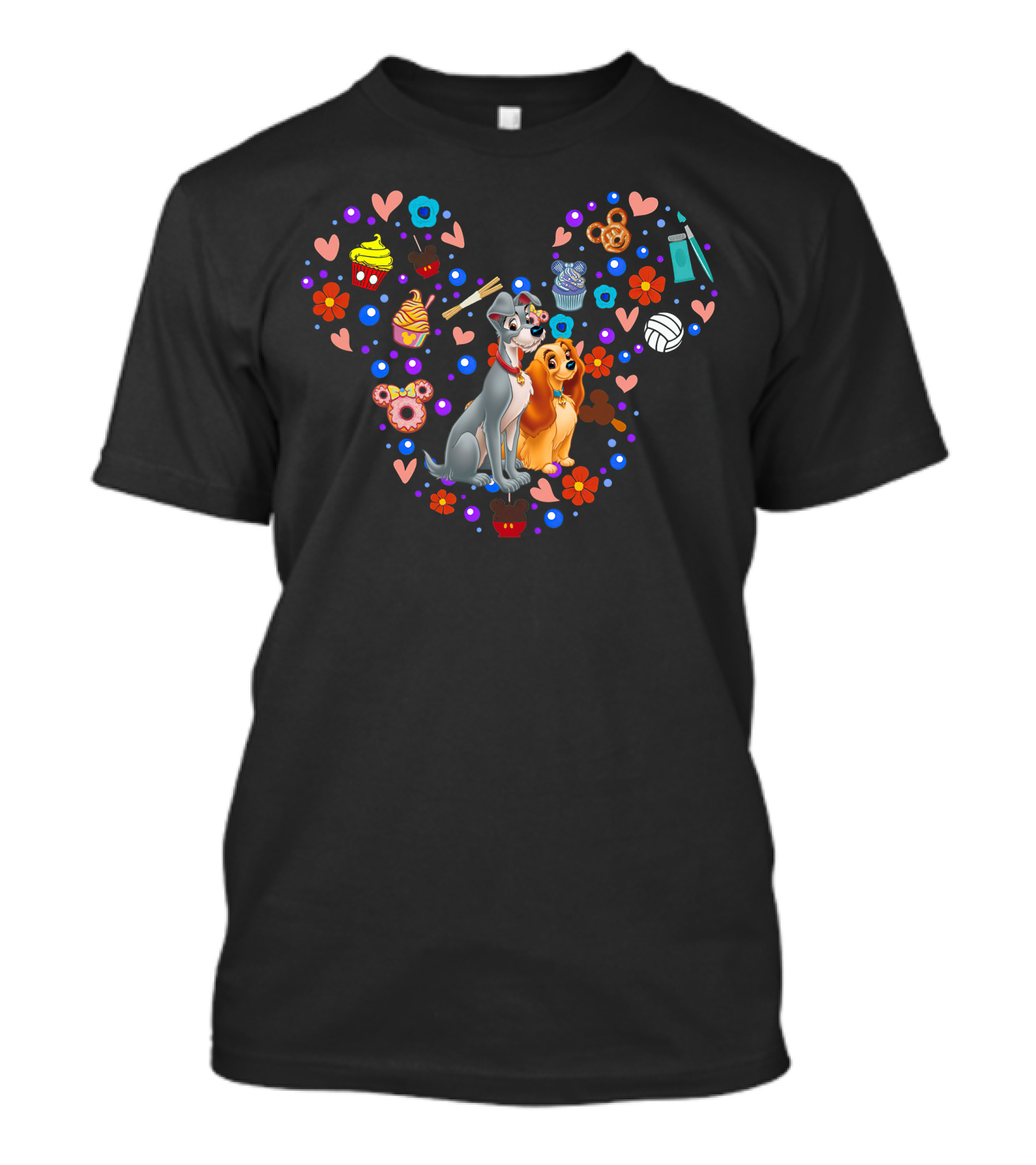 Lady And The Tramp Heart Mouse Ears Cupcake Socks Baseball Yarn T-Shirt