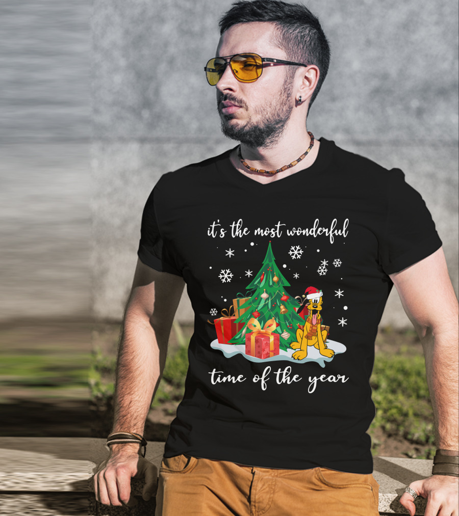 It's The Most Wonderful Time Of The Year Pluto Christmas Tree Snowflakes Gifts T-Shirt