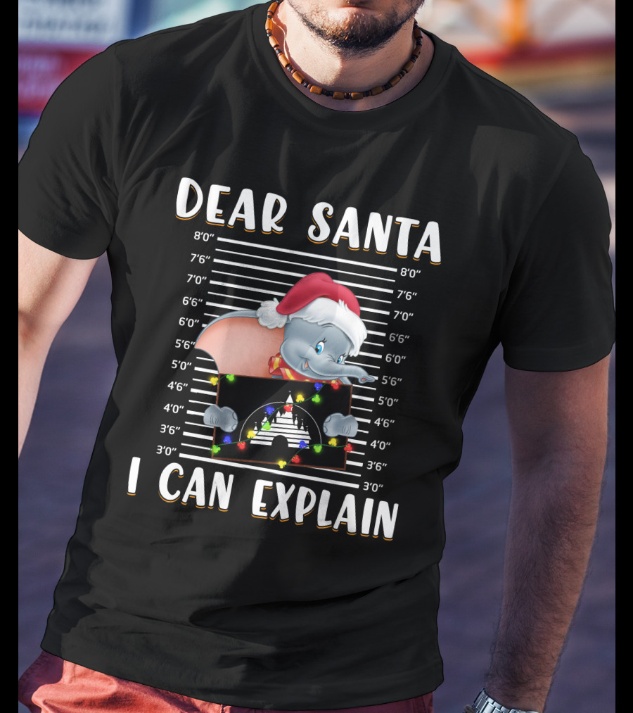 Dear Santa I Can Explain Dumbo Mugshot Christmas T-Shirt