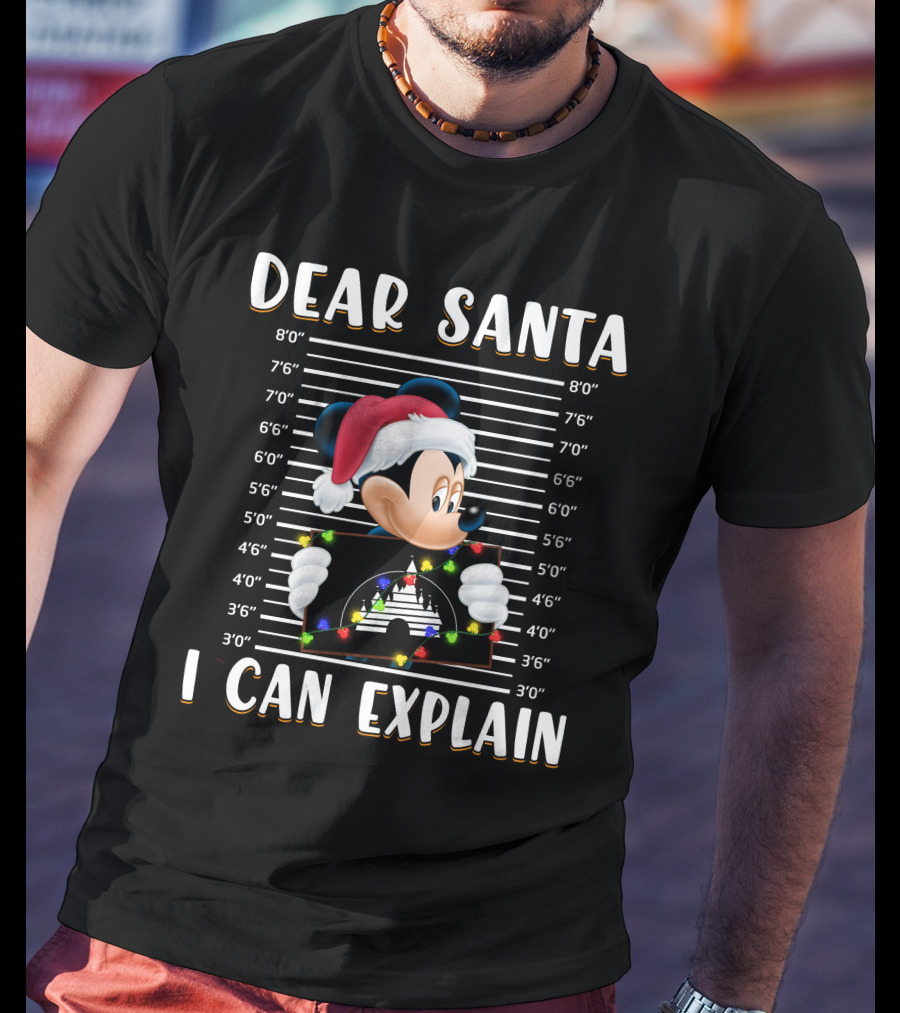 Dear Santa I Can Explain Mickey Christmas Mugshot T-Shirt