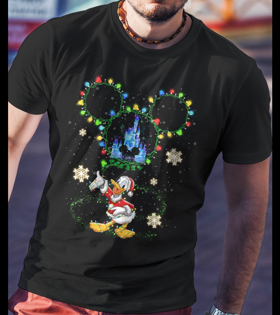 Donald Christmas Wonderland Mickey Lights Snowflakes T-Shirt