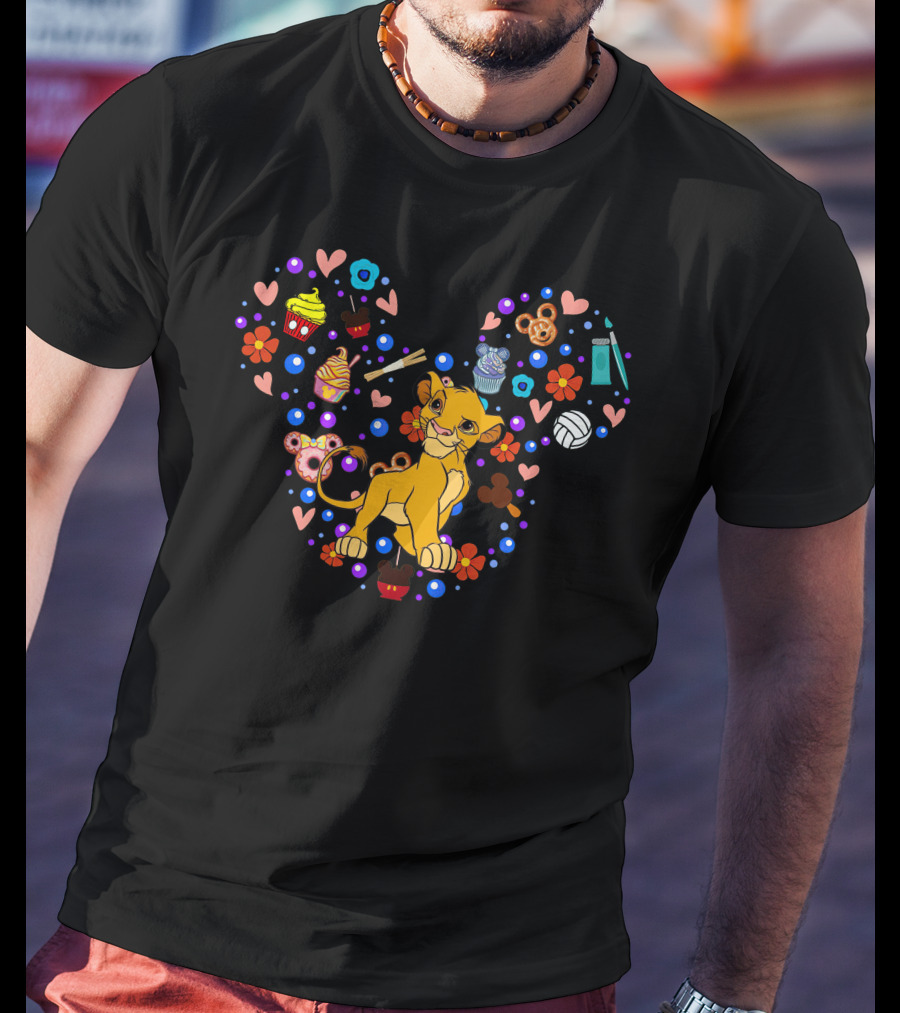 Simba Heart With Snacks And Hearts T-Shirt