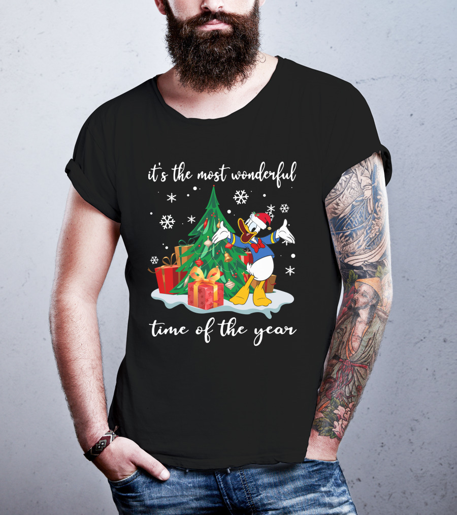 Donald It's The Most Wonderful Time Of The Year Christmas Tree And Gifts T-Shirt