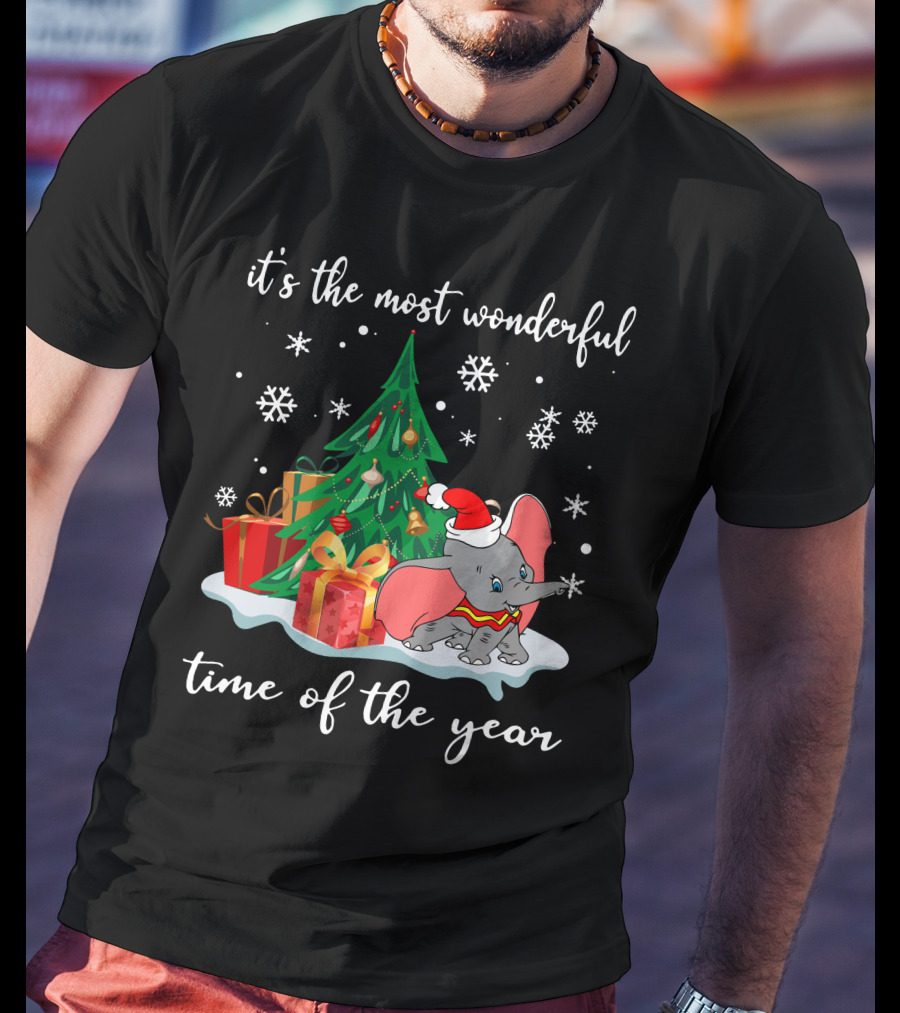 It's The Most Wonderful Time Of The Year Dumbo Christmas Tree Snowflakes T-Shirt
