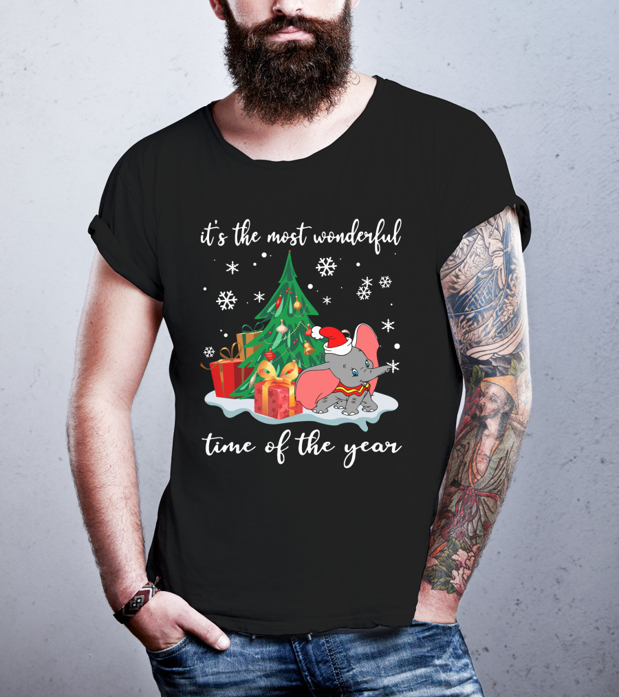It's The Most Wonderful Time Of The Year Dumbo Christmas Tree Snowflakes T-Shirt
