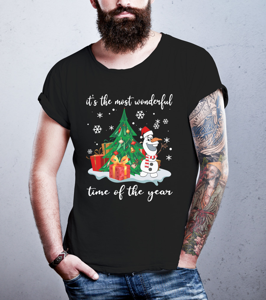 It's The Most Wonderful Time Of The Year Olaf Christmas Tree Snowman T-Shirt