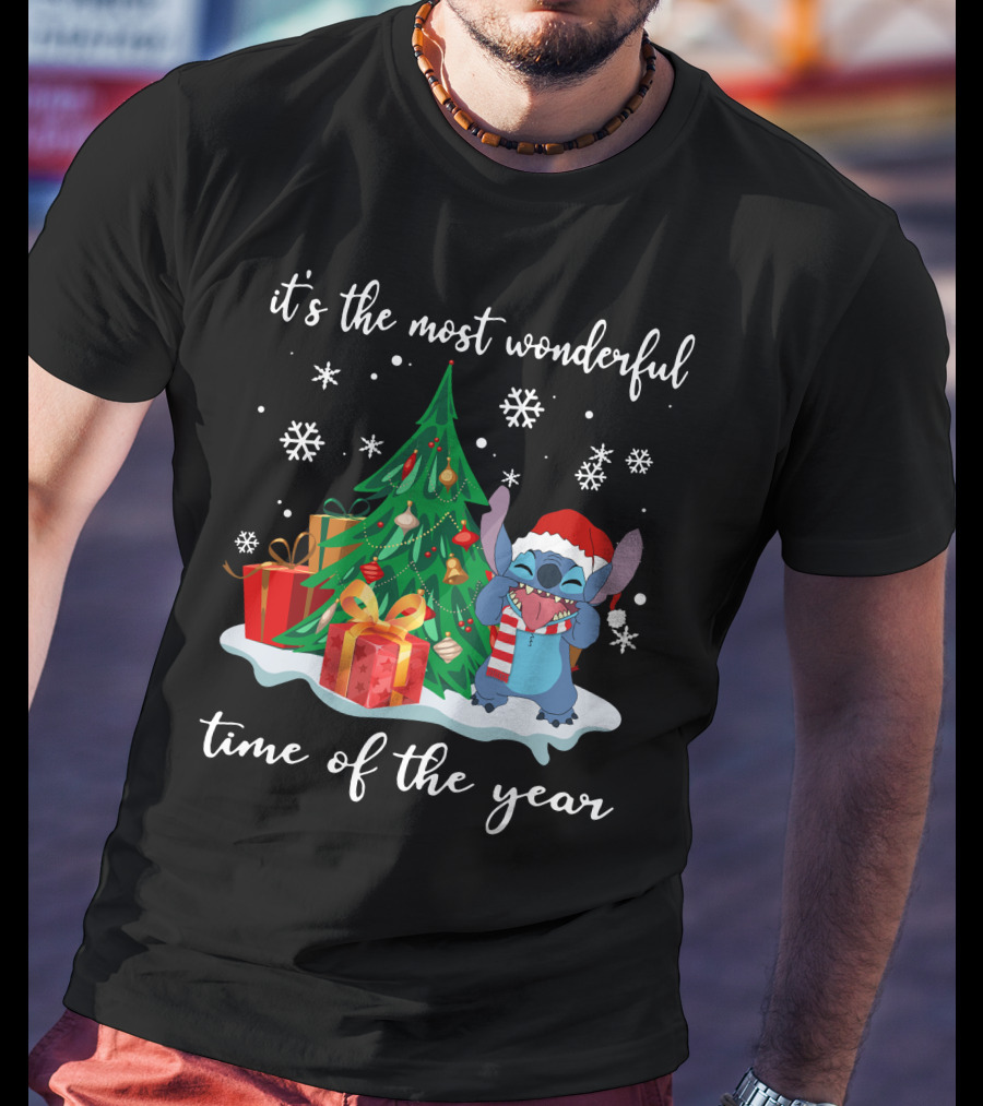 It's The Most Wonderful Time Of The Year Stitch Christmas Tree And Presents T-Shirt