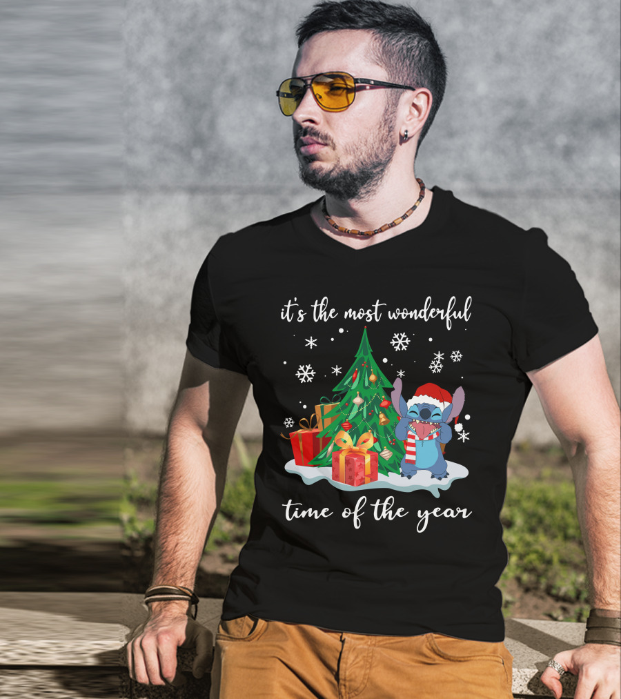 It's The Most Wonderful Time Of The Year Stitch Christmas Tree And Presents T-Shirt