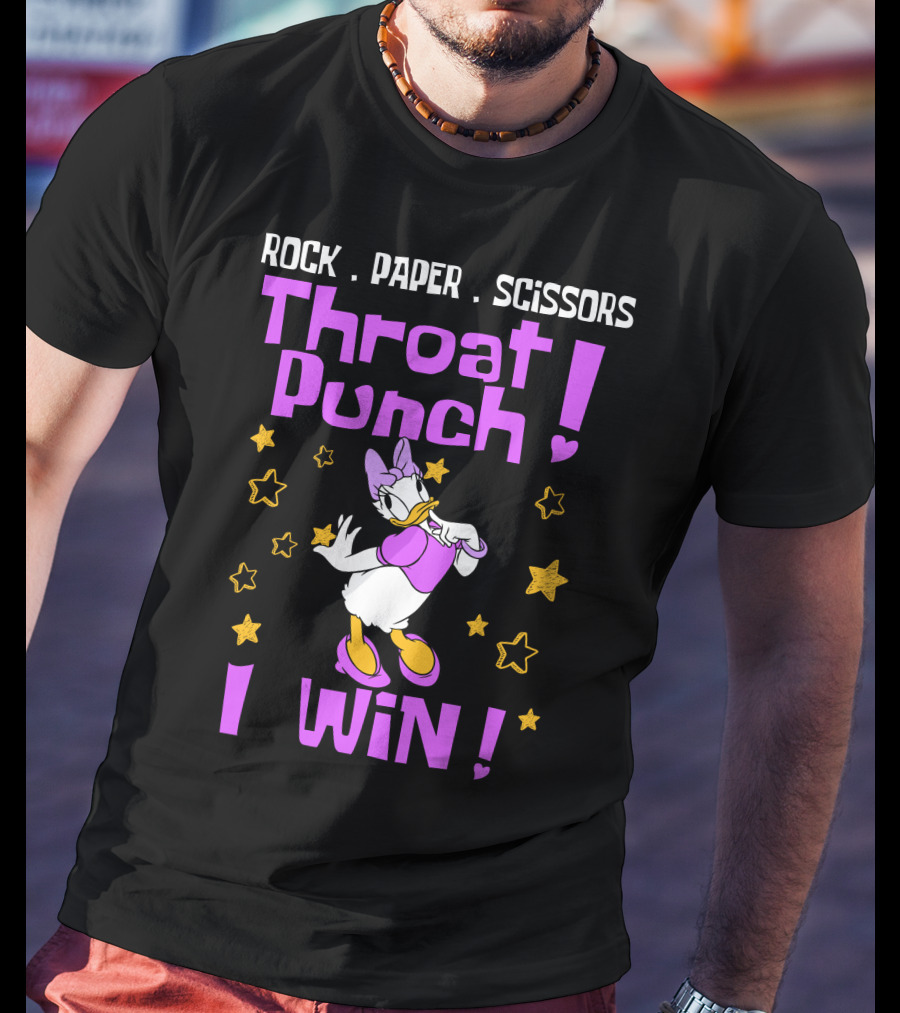 Rock Paper Scissors Throat Punch I Win Daisy Duck Stars T-Shirt