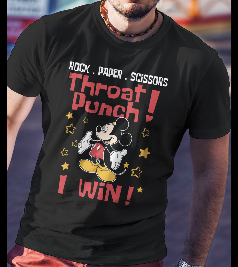 Rock Paper Scissors Throat Punch I Win Mickey T-Shirt