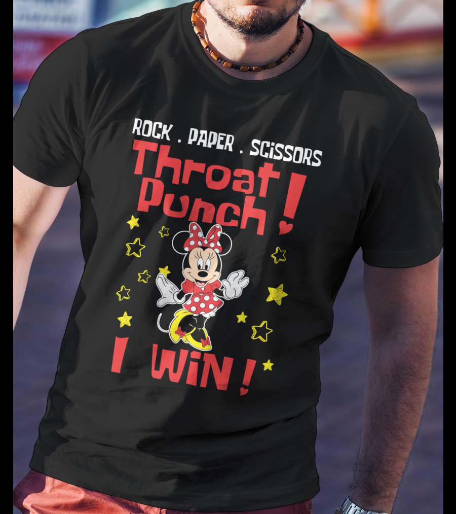 Rock Paper Scissors Throat Punch I Win Minnie Mouse T-Shirt