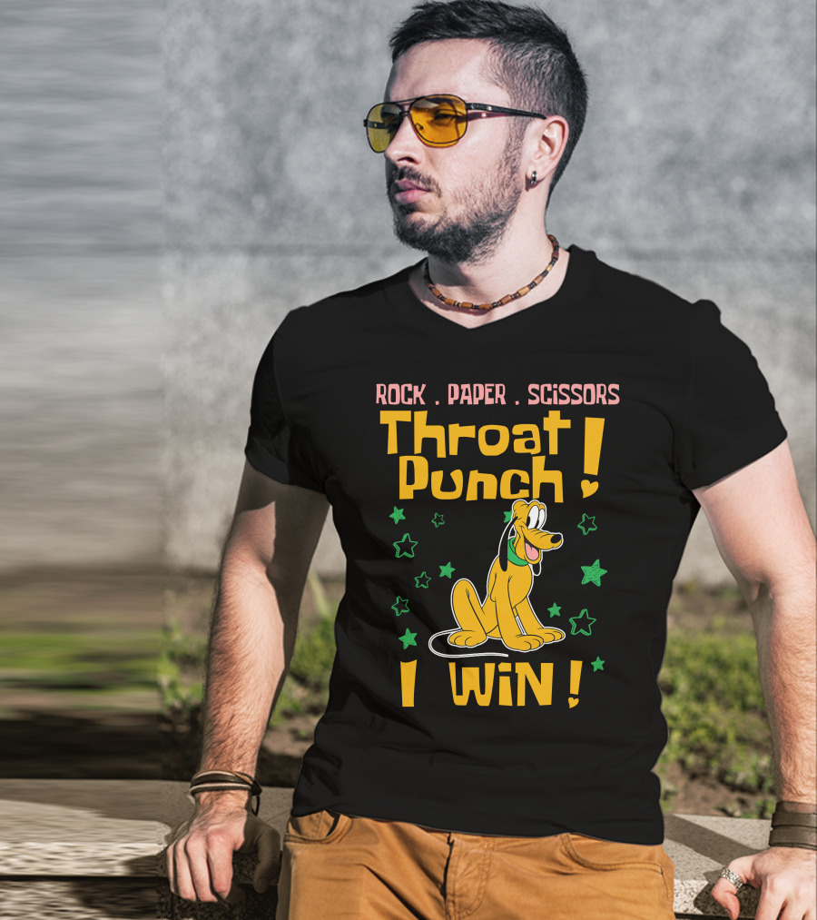 Rock Paper Scissors Throat Punch I Win Pluto Stars T-Shirt