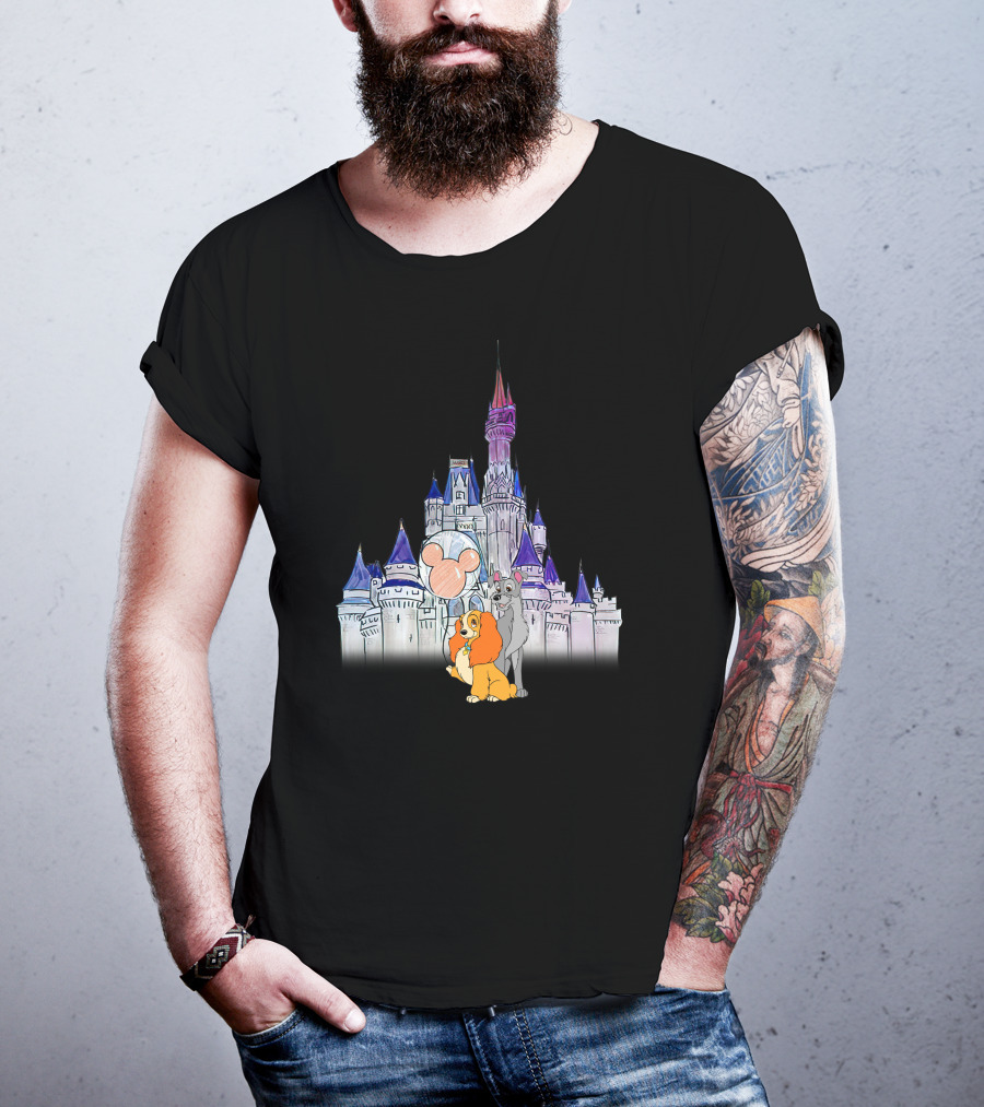 Lady And The Tramp Disney Castle Magic Balloon T-Shirt