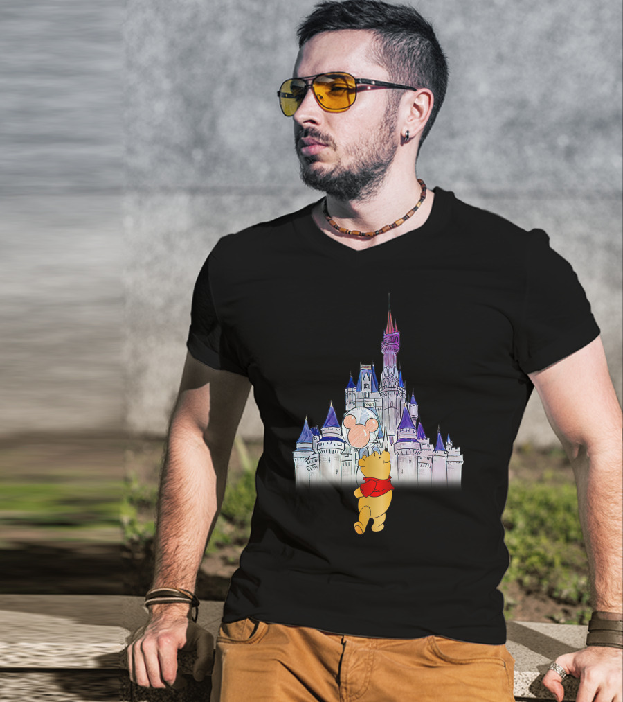Winnie The Pooh Mickey Balloon Disney Castle T-Shirt