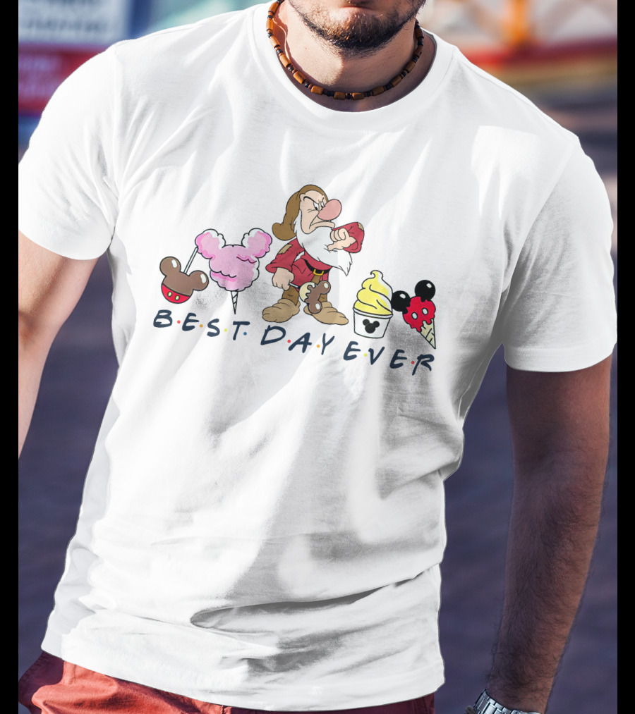 Best Day Ever Grumpy Disney Mickey Mouse Ears Cotton Candy T-Shirt