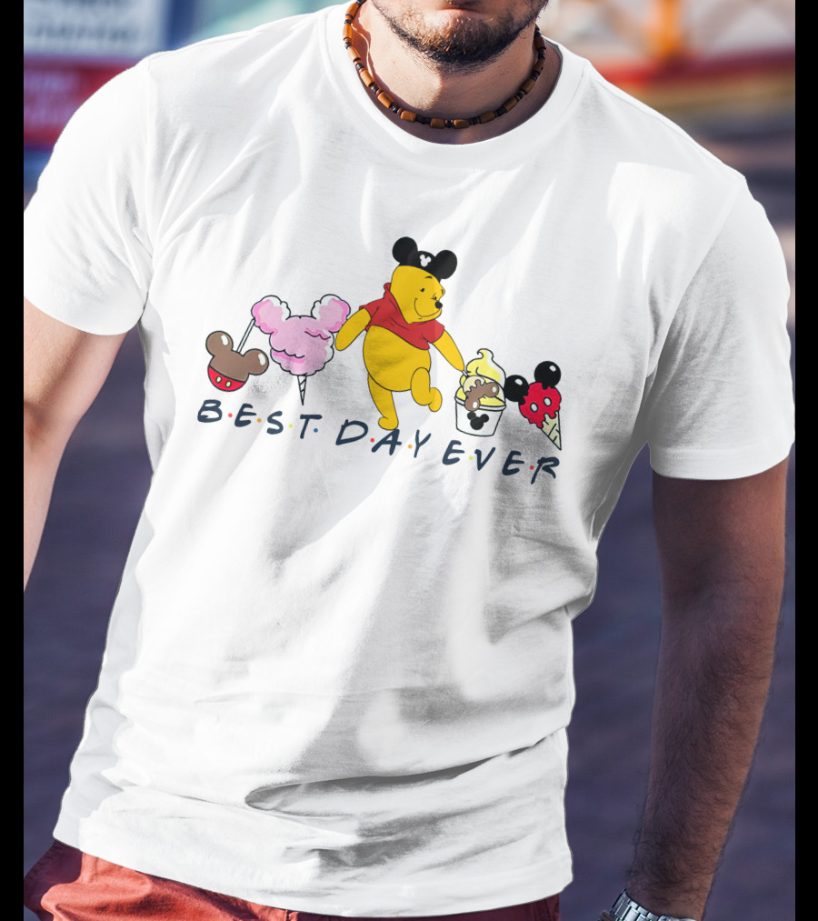 Best Day Ever Pooh Mickey Mouse Ears Ice Cream Treats T-Shirt