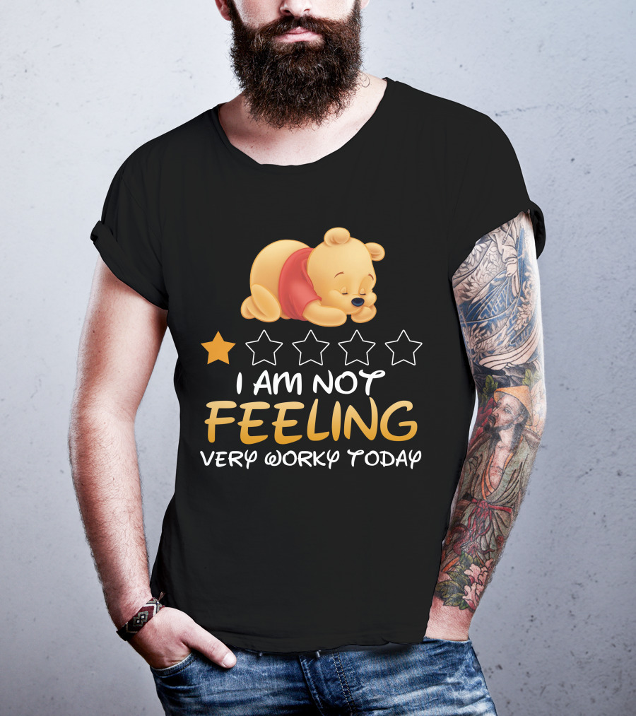 Pooh I Am Not Feeling Very Worky Today Sleeping Character Iconic Star T-Shirt