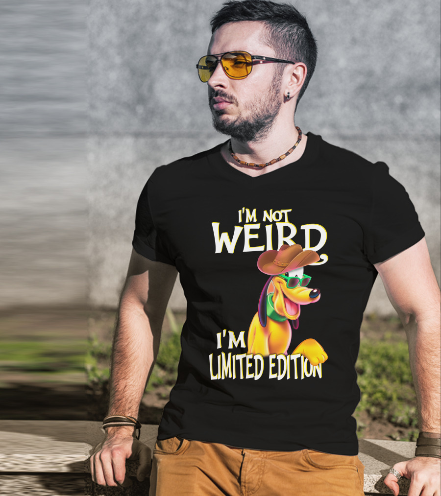 I'm Not Weird I'm Pluto Wearing Cowboy Hat And Sunglasses T-Shirt