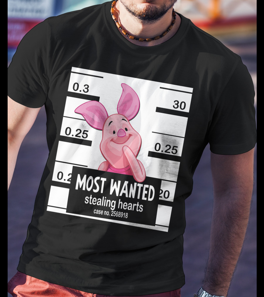 Most Wanted Piglet Stealing Hearts Mugshot Case No. 2568918 T-Shirt