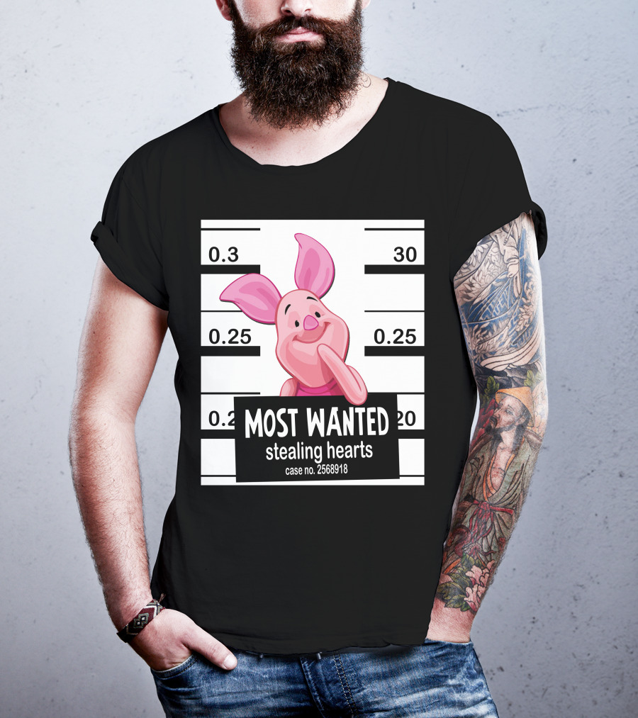 Most Wanted Piglet Stealing Hearts Mugshot Case No. 2568918 T-Shirt