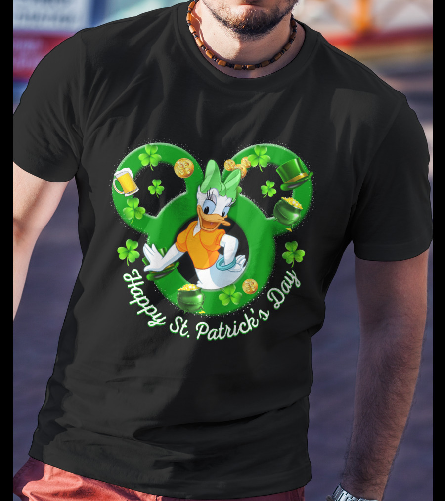 Happy St. Patrick's Day Daisy Duck Mickey Clover Gold T-Shirt