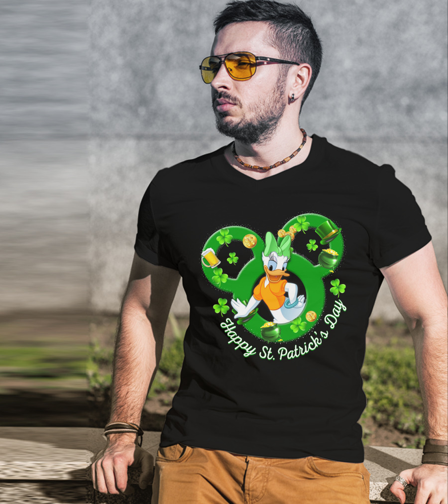 Happy St. Patrick's Day Daisy Duck Mickey Clover Gold T-Shirt