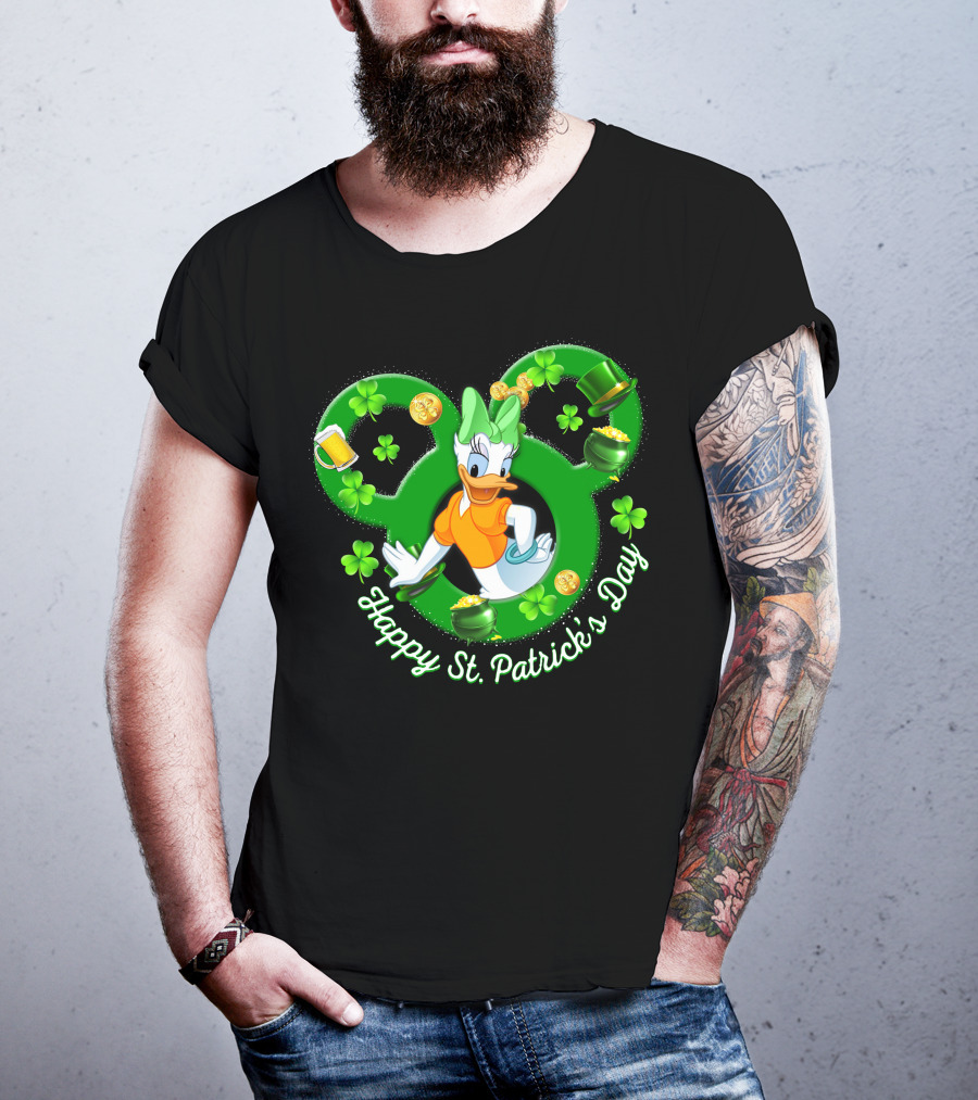 Happy St. Patrick's Day Daisy Duck Mickey Clover Gold T-Shirt