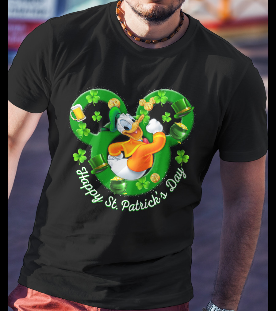 Happy St. Patrick's Day Donald Duck Shamrock Mickey Ears T-Shirt