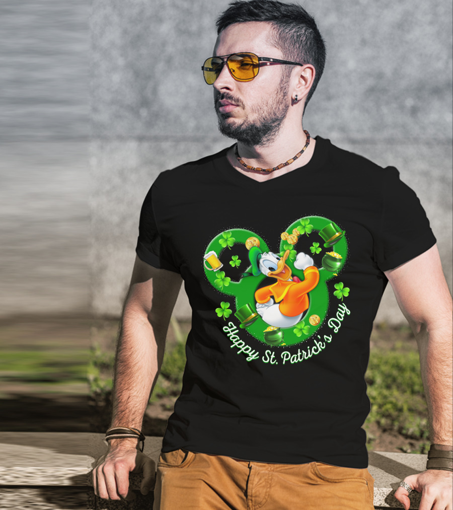 Happy St. Patrick's Day Donald Duck Shamrock Mickey Ears T-Shirt