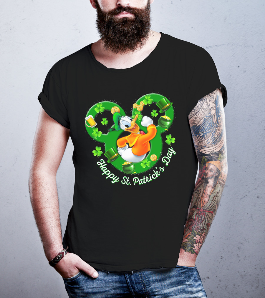 Happy St. Patrick's Day Donald Duck Shamrock Mickey Ears T-Shirt