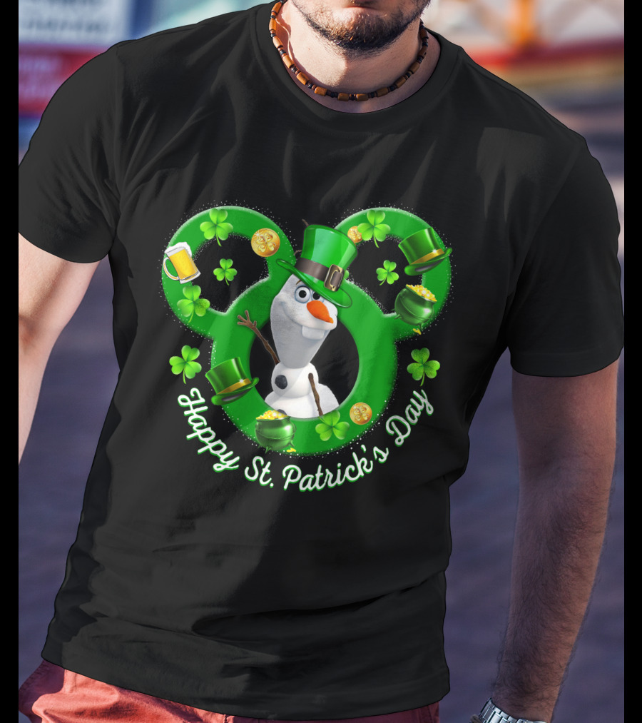 Olaf Happy St. Patrick's Day Mickey Mouse Shamrocks And Hats T-Shirt