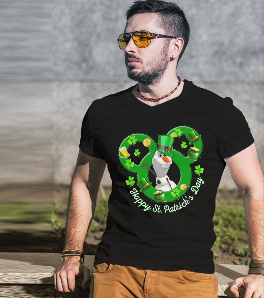 Olaf Happy St. Patrick's Day Mickey Mouse Shamrocks And Hats T-Shirt